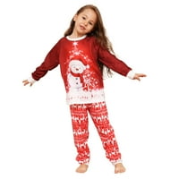 Božićni top s dugim rukavima s dječjim printom + hlače, odgovarajući setovi pidžame za cijelu obitelj