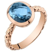 Prsten pasijansa s londonskim plavim topazom ovalnog oblika.2. 14k ružičastog zlata