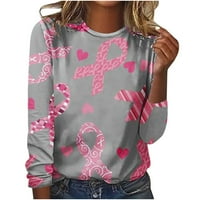Ženske majice za borbu protiv raka dojke, modne majice s printom ružičaste vrpce, opuštenog kroja, jesenskog pulovera
