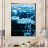 DesignArt 'Bijela i plava ledena struktura I' Moderno uokvireno platno zidne umjetničke ispis