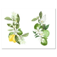 DesignArt 'buketi cvjetanja grana limuna na bijeloj' tradicionalno platno zidne umjetničke tiska