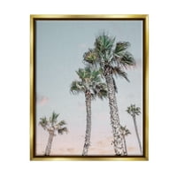 Stupell Industries Visoke tropske palme Clear Sunset Sky Fotografije Metalno zlato plutajuće uokvireno platno