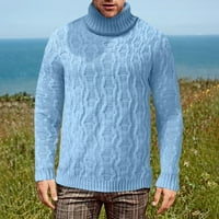 Muški casual pulover, muški jednobojni pleteni džemper s visokim vratom, vuneni kaput sa širokim reverom, kaput