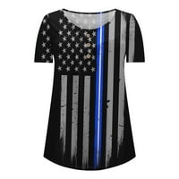 Ljetne ženske patriotske košulje Amerikalne zastave gumb za ispis Izrez tunike labava vreća s vrećama bluza trendy