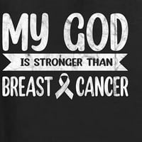 Divlji bobby moj bog je jači od raka dojke bijela uznemirena svijest o raku dojke prednja i stražnja muška majica,