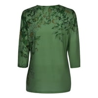 Ženski vrhovi i bluze proljetne tiskane čarape za rukav casual majice majice za žene zelena veličina xxl