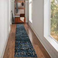 Vintage tepih-staza od 2 '10', plava i siva