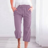 ; / Ženske modne široke hlače visokog struka, elastične hlače s vezicama, udobne ravne duge hlače s džepovima