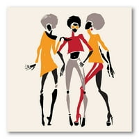 DesignArt 'Afroamerikanci žene siluete crvene i žute II' Moderno platno zidne umjetničke tiska