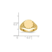 Prsten s pečatom od punog žutog zlata 14k, 8,5 s zatvorenom stražnjom stranom, ugraviran monogram, veličina remena