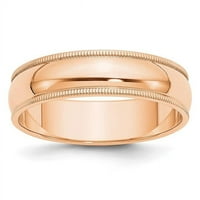 Primarno zlato, karatno ružičasto zlato, polirani polukružni prsten finog zrna, Veličina 10