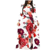 Boho Ženska haljina Plus Size s modnim cvjetnim printom Ženska duga haljina dugih rukava ležerna Ženska haljina