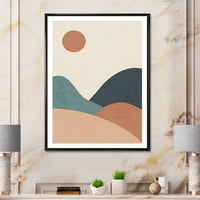 DesignArt 'Minimalistički vintage krajolik s jezerom na zalasku sunca' Moderno uokvireno platno zidni umjetnički