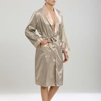 Jesenska pidžama za žene jednobojna ležerna odjeća s dugim rukavima s printom na vezanje kućni džep dugi pidžama