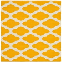 Geometrijski pamučni tepih od 2'6 4', Žuta slonovača