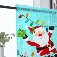 Vesele božićne zavjese lanena teksturirana prozorska zavjesa Djed Mraz za spavaću sobu Božićni ukras zavjese za