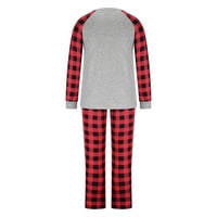 Identični obiteljski setovi, Božićna Muška bluza s printom, vrhovi + hlače, obiteljski pidžama Set, crvena 12
