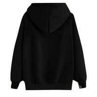 Twishirts for Women - Hoodie jesenski modni pulover dugim rukavima crni kapuljača 3xl