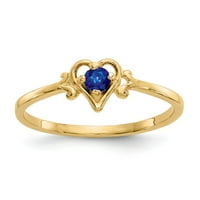 Prsten od žutog zlata od 14 karata s rujanskim safirom u plavoj boji, Veličina 7