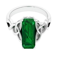 Izrađen ženski prsten od smaragdnog pasijansa i moissanita - Keltski prsten od čvora, Sterling srebro, 13,00 USD