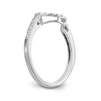 Zaručnički prsten od punog bijelog zlata od 14 karata s dijamantnim obrisom i zakrivljenim zarezom, veličina prstena