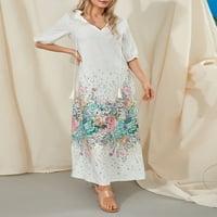 Ženska duga haljina za odmor, MIDI Rukav s izrezom u obliku slova u i cvjetnim grafičkim printom, široke ljuljačke