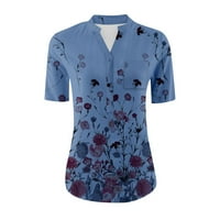 Rasprodaja ljetnih vrhova za žene modna bluza kratkih rukava s cvjetnim uzorkom Ležerne Ženske bluze s izrezom