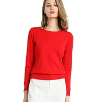 Ženska posada pulover pulover dukserice Čvrsta boja vrhovi crvene l