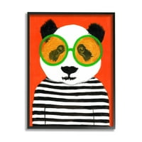 _ Odvažna košulja na pruge Panda i medvjed, slika životinja i insekata, zidni ispis u crnom okviru