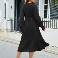 Ženski modni ležerni temperament v vratna suknja s dugim rukavima crna s