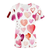 Prodaja Košulje za Valentinovo za ženske majice Majice kratkih rukava Žene Radne ujednačene džepove bluza V-izreza