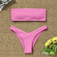 Pxiakgy Tankini kupaći kostimi za žene ženske bikini s visokim strukom kontrola trbuha s dva kupaćih kostima ružičasta