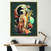 Art DesignArt Astronaut i živopisni oblici Space uokvireni zidna umjetnost za dnevnu sobu u. Široka u. Visoko