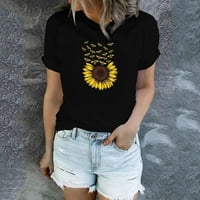 Topovi Plus veličine za žene majice majica Suncokret maslačak majica kratkih rukava majica majica smeđe boje;