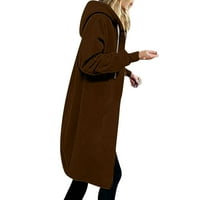 Meichang duge kapuljače za žene trendi čvrste dukseve dukserice casual zip up crtež laganog kaputa s džepom