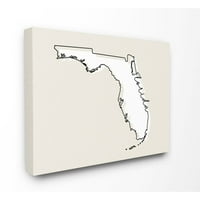 Stupell Industries Florida Home State Map Neutral Print Design Canvas Wall Art by Daphne Polselli