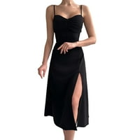 FSQJGQ haljine koje skrivaju trbuh ženskog a-line europske i američke ljetne trendovske haljine Slim i crne veličine