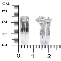 Trio zaručničkih prstenova u obliku kruške u obliku dijamanta u obliku kruške u Srebrnoj srebrnoj boji