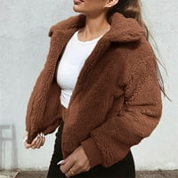 qucoqpe žene zimski debeli kaput nejasan fau škakljana vuna topli presvlačni zatvarač park jakna na klirensu