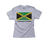 Jamajka-Olimpijsko-Sinkronizirano plivanje-silueta zastave pamučna Omladinska siva majica za dječake