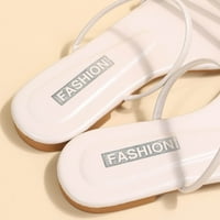 Sandale, ženske ljetne modne Japanke, jednobojne ženske ravne sandale s četvrtastim nožnim prstima, bež 36