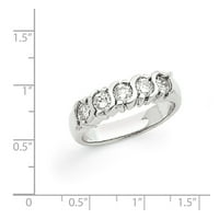 Zaručnički prsten od bijelog zlata od 14 karata s dijamantima i pet kamena, veličina 7