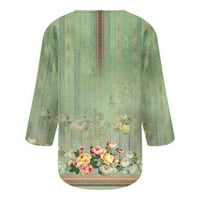 Usmixi košulje za ženske modne gumb dolje lagana labava pulover majice ljeto ležerno okrugli rukav rukavi cvjetni