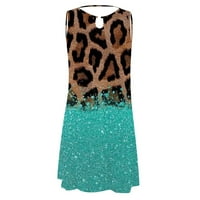 Ljetna ležerna haljina u prodaji Plus Size Plus Ženska majica bez rukava s leopard printom duga haljina u menta