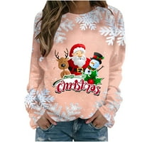 Rasprodaja ženske jesenske modne košulje Božićni grafički print Raglan pulover s okruglim vratom s dugim rukavima