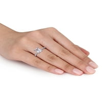 Prsten od bijelog zlata od 10 karata s bijelim safirom i dijamantom od 10 karata od bijelog zlata