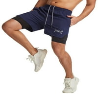 Muške Dvoslojne sportske kratke hlače u teretani s džepovima, Brzosušeće sportske kratke hlače