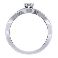 Kolekcija 0. Zaručnički prsten s okruglim dijamantom od 10 karata, Bijelo zlato, Veličina 4