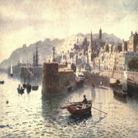 Kanalski otoci, St. Peter Port iz Bijele stijene, ispis plakata Henrija Bousera Huimbusha