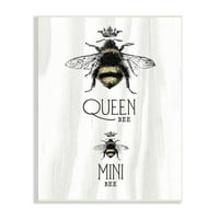 Stupell Industries Queen & Mini Bee okrunjeni bumbari Majka kći Wood Wood Art, 15, dizajn Lil 'rue